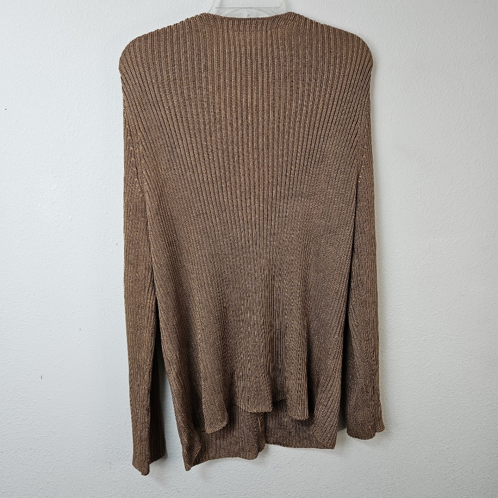 Vince Ribbed Button Up Cardigan In Chestnut Size 2X - Picture 7 of 9